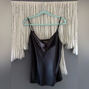 Skies Are Blue Satin Black Scoop neck Camisole
